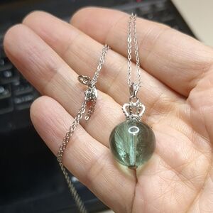 042 Big fluorite bead Necklace,925 sterling silver